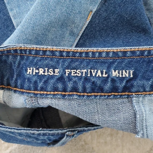 AEO Hi Rise Festival Patchwork Denim Skirt - Picture 7 of 9